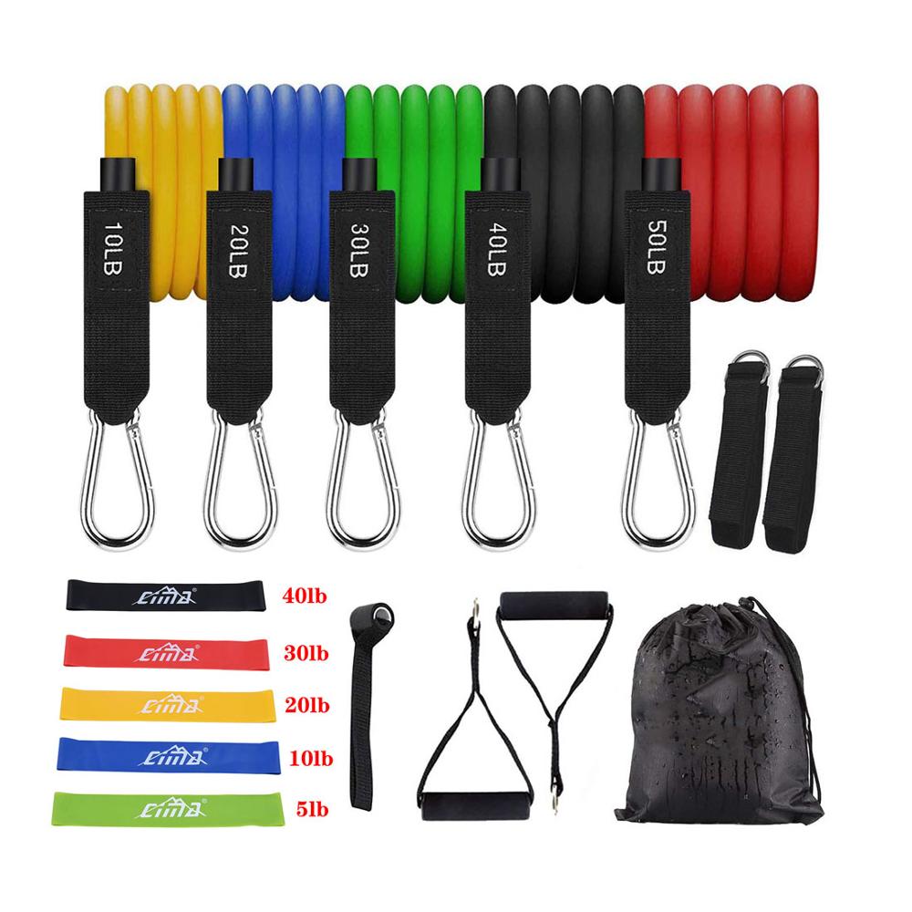 Juego de bandas de resistencia para ejercicio muscular, cuerdas de tracción elásticas para entrenamiento, terapia física, gimnasio en casa, entrenamiento de fuerza: 10-50LB (B)