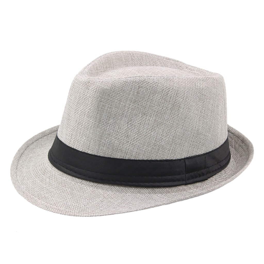 Jazz Sun Hats Men's Breathable Linen Top Cap Outdoor Sun Hat Straw Hats Visor Hip Hop Cap Summer Fisherman Hat Sunhats: Gray