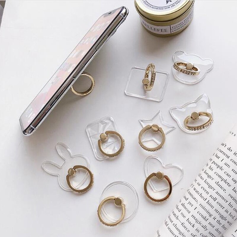 2 Stuks Transparante Mobiele Telefoon Houder Ring Universele Ondersteuning Vinger Ring Houder