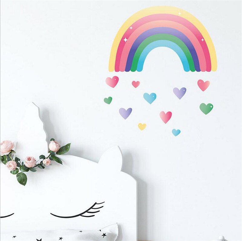 Kleurrijke Liefde Regenboog Muursticker Voor Kinderen Kamers Woonkamer Kinderen Slaapkamer Decoratie Behang Mural Nursery Stickers