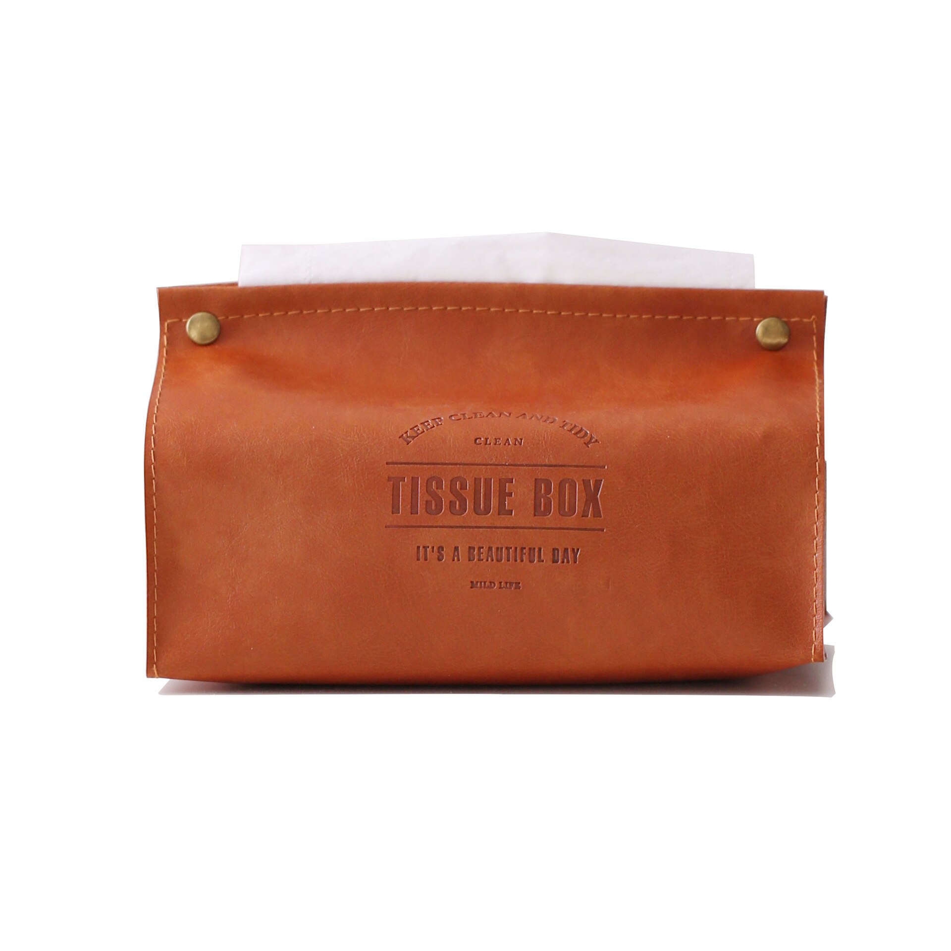 Caja para pañuelos con de mármol y cuero sintético, recipiente para pañuelos, servilletas de papel para el hogar y el coche: Brown-2