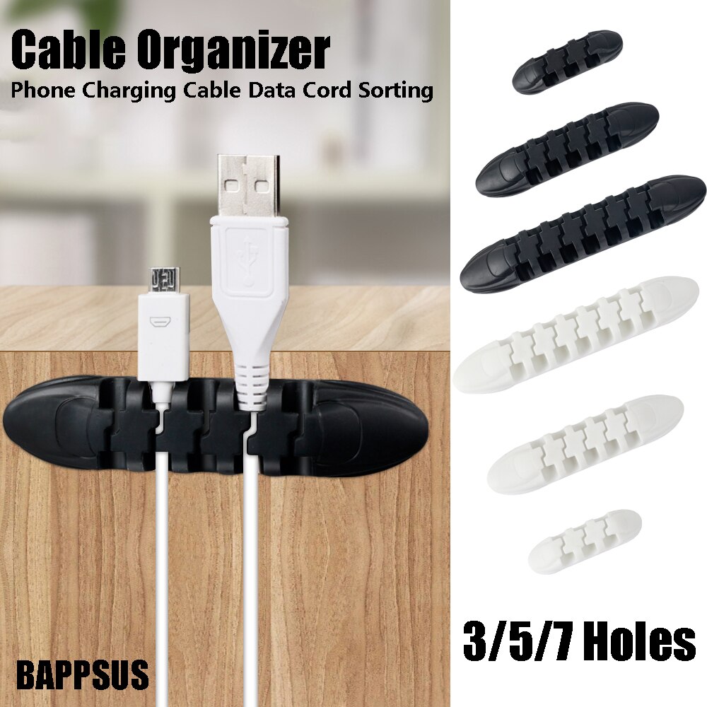 Kabel Holder Cable Organizer Usb Winder Desktop Netjes Management Cord Flexibele Usb Draad Winder Clips Voor Muis Toetsenbord Oortelefoon