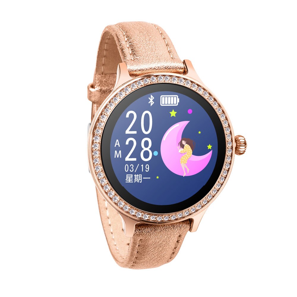 M8 Smart Watch Women Wristband IP68 Waterproof Lady Smart Band Heart Rate Monitor Fitness Tracker Health Bracelet Wristwatch: Leather gold