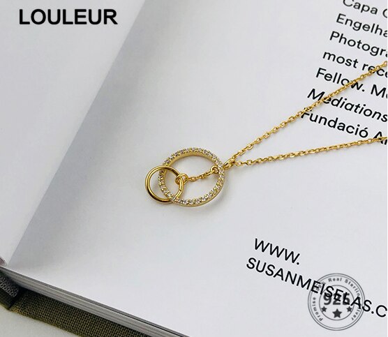 Louleur 925 colar de prata esterlina ciclo duplo design simples colar para mulher 2020 encantos jóias presente do dia dos namorados