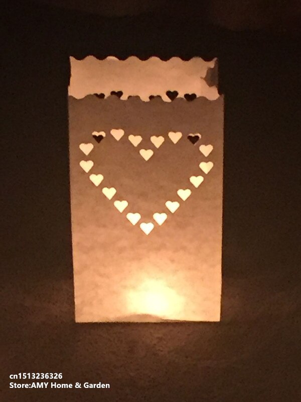 10Pcs Wedding Hart Waxinelichthouder Luminaria Papieren Lantaarn Kaars Zak Thuis Valentijnsdag Party Decoratio