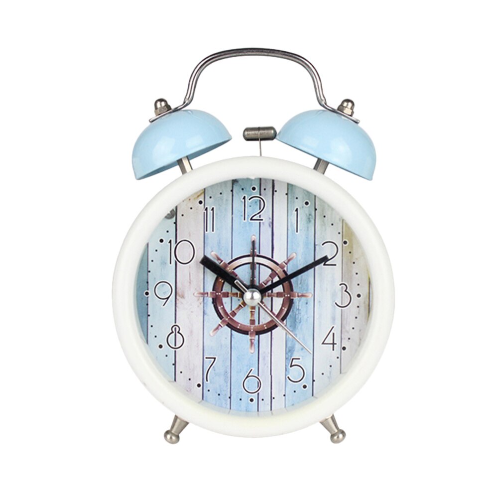 1PC Fresh Alarm Clock Simple Bedroom Desk Clock Metal Chimed Clock Household Alarm Clock Modern Ringing Alarm C: Blue