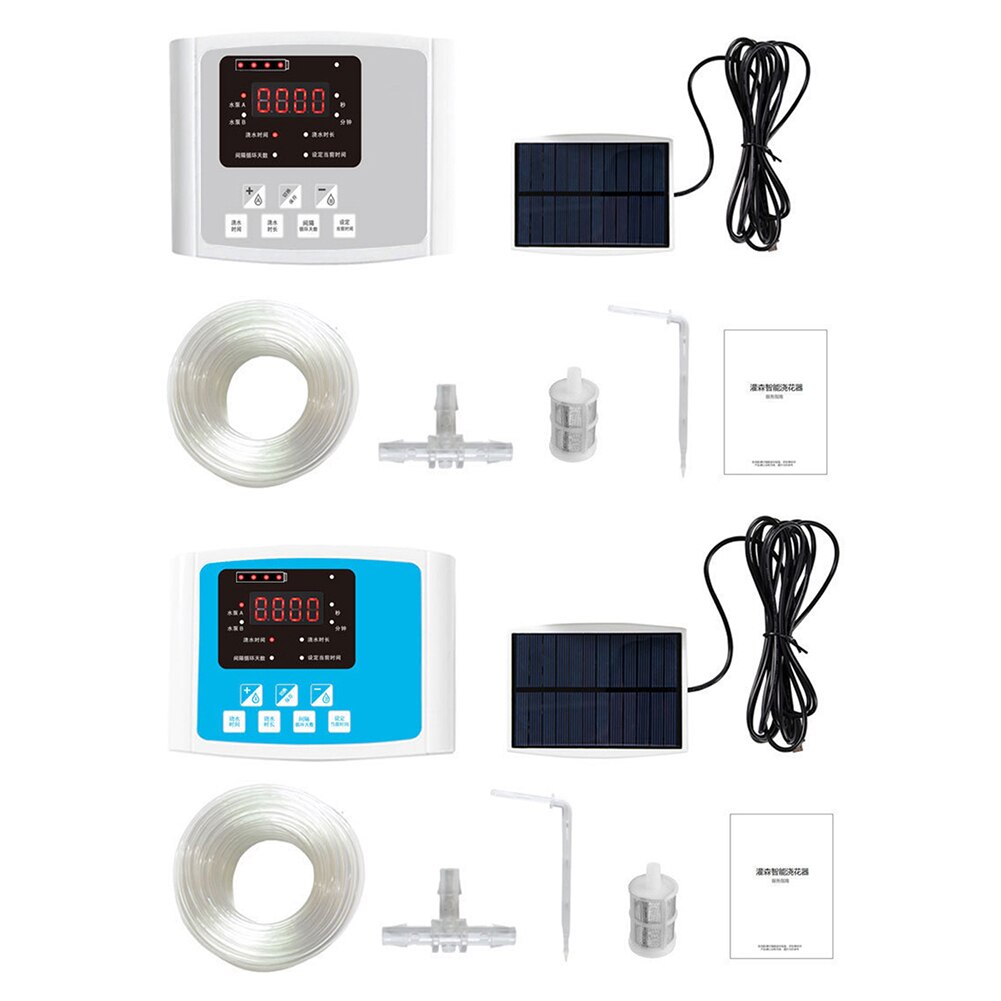 Garden Drip Irrigation Device Double Pump Controller Timer System Solar Energy Intelligent Automatic Watering Device for Plants