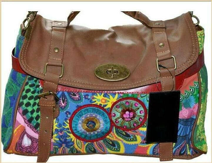 Spanish women&#39;s bag European and American embroidered Backpack: Hot Pink