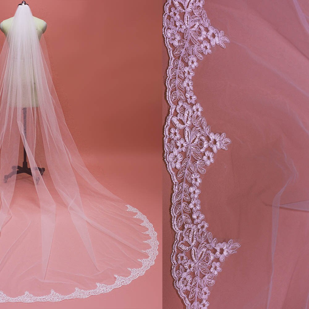 HEREAD Velo Da Sposa Lungo 300 Cm – Cattedrale In Tulle Con Pettine – Bianco/Avorio
