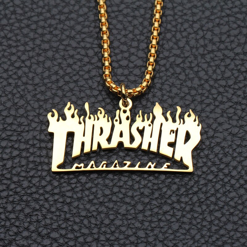 Vlam Engels Kettingen Mens Brief Hangers Rvs Voor Mannelijke Accessoires Hip Hop Grote Gouden Ketting