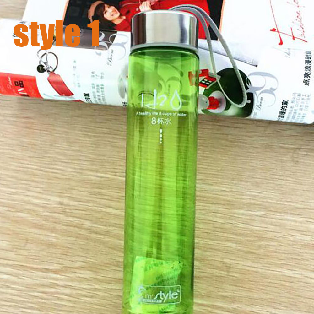 My 280ml lemon Sport H2o Gym For Water Bottles Portable Summer Outdoor Sports Unbreakable Transparent Plastic kids Water Bottle: green