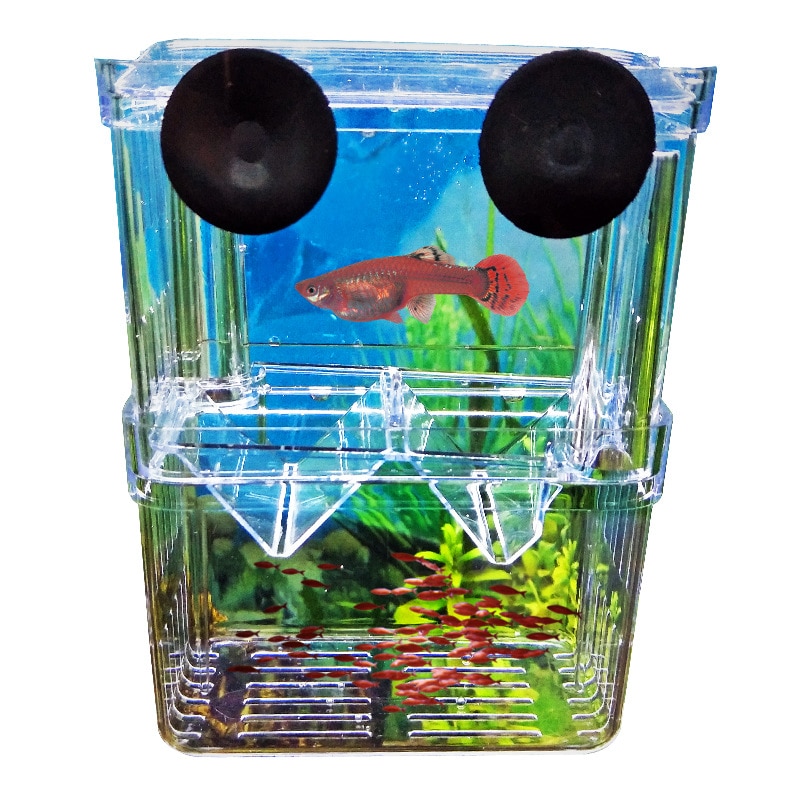Double-Deck Clear Aquarium Fish Breeding Breeder Box Baby Fish Hatchery Isolation Fish Tank Incubator Box Aquarium Supplies