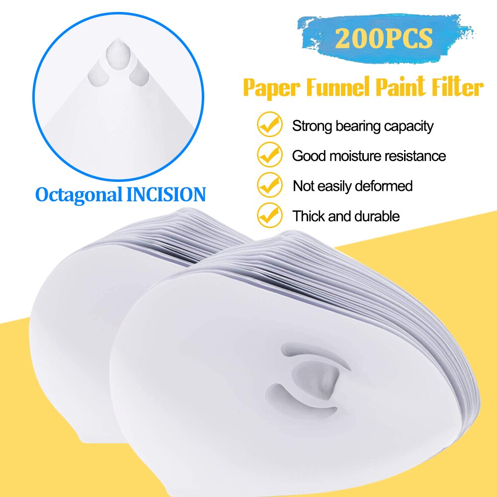 200Pc Mesh Conical Nylon Micron Paper Paint Strainer Filter Purifying Straining Cup Funnel Disposable Paper 100 Mesh Paint Filte