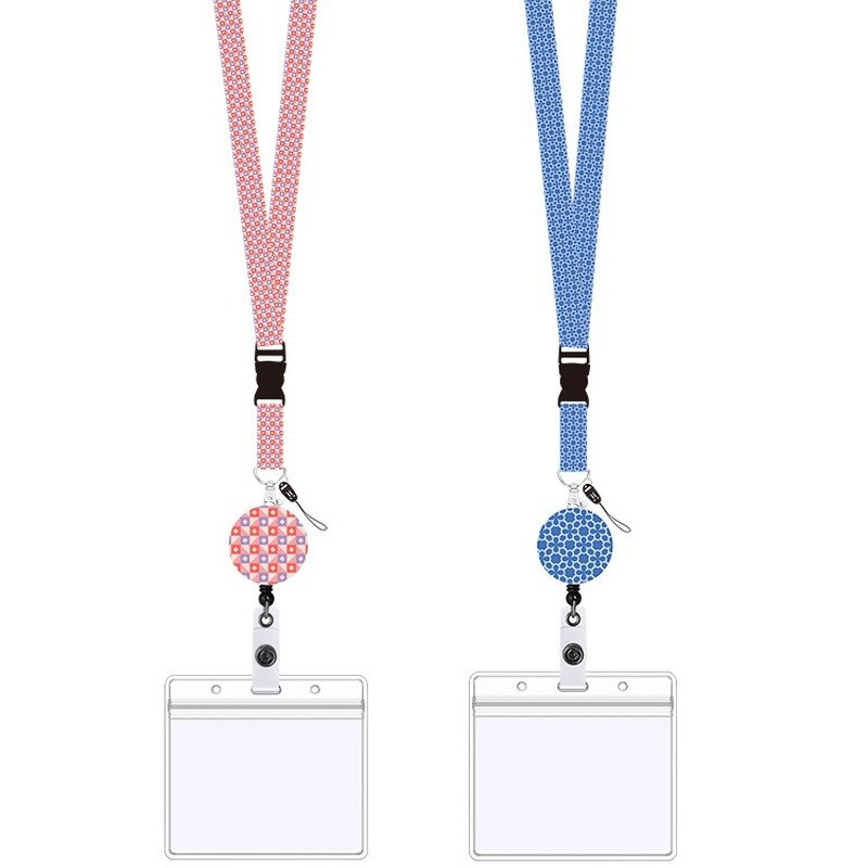 Bloem Zakelijke Creditcard Houder Plastic Werknemer Card Cover Student Lanyard Intrekbare Pull Clip Badge Id Naam Card Case
