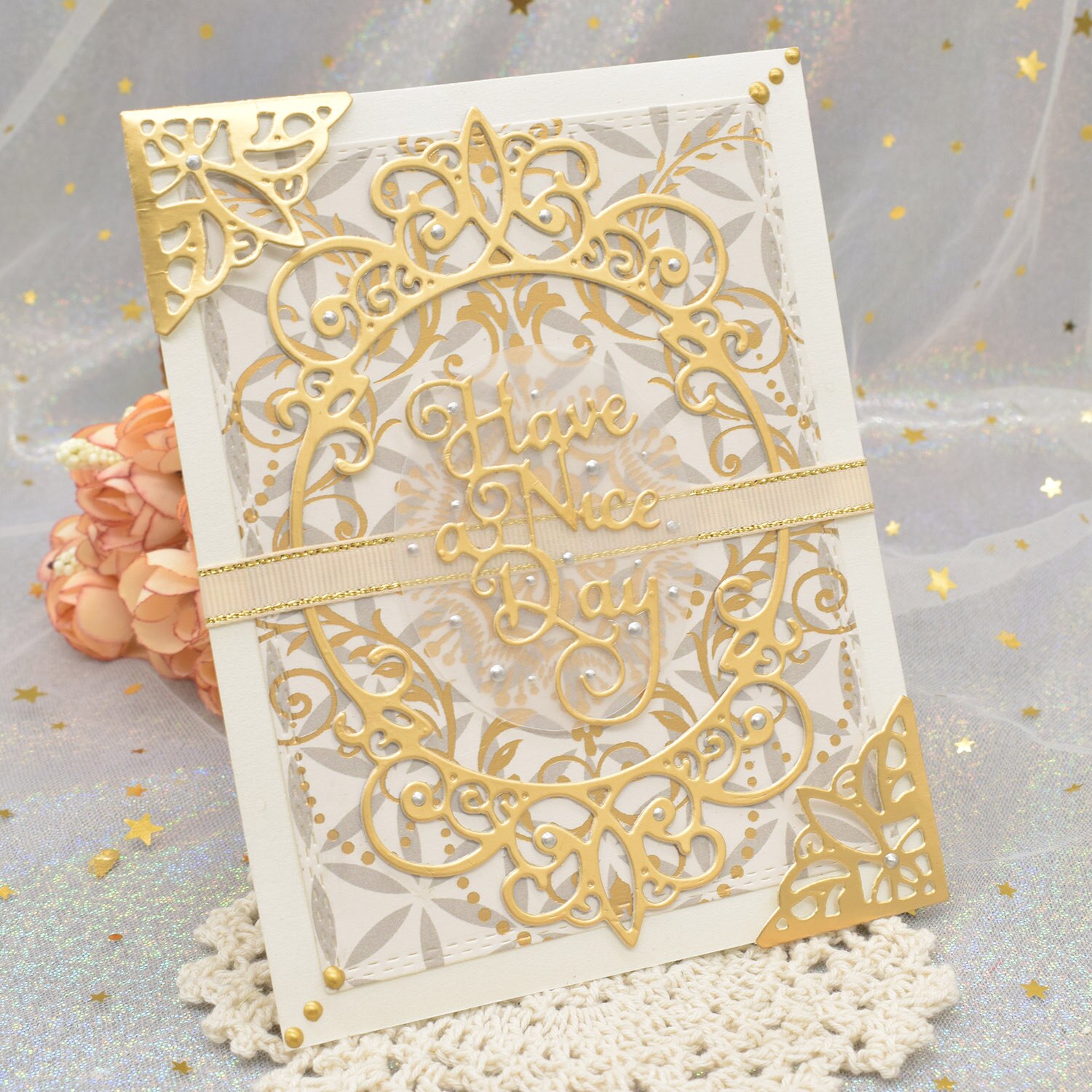 Lace Edge Frame Dies Words Metal Cutting Dies Stencil for Scrapbooking Album Paper DIY Cards Background Making Craft