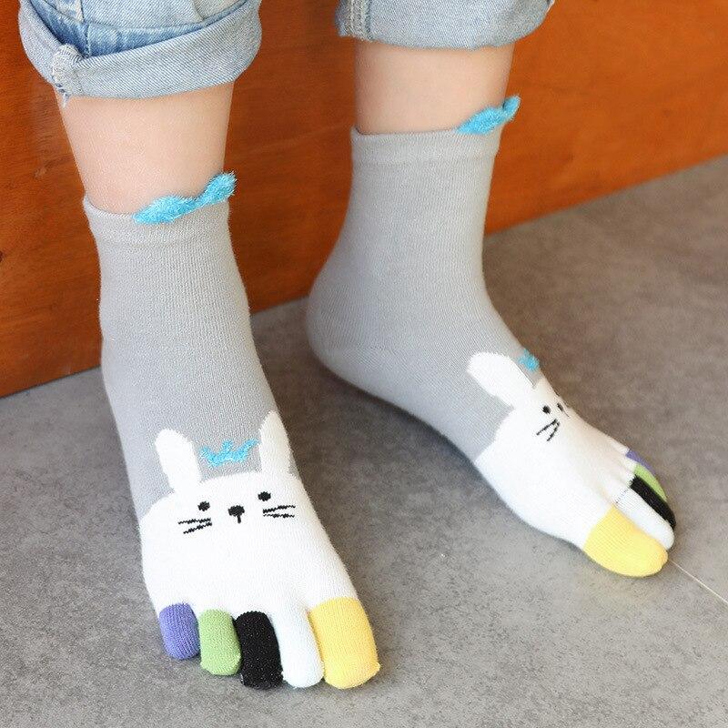 Toddler Baby Kids Girls Boys Cartoon Animal Print Socks Babies Child Animal Five Fingers Sock Hosiery Toe Sock Accessories 7-12T