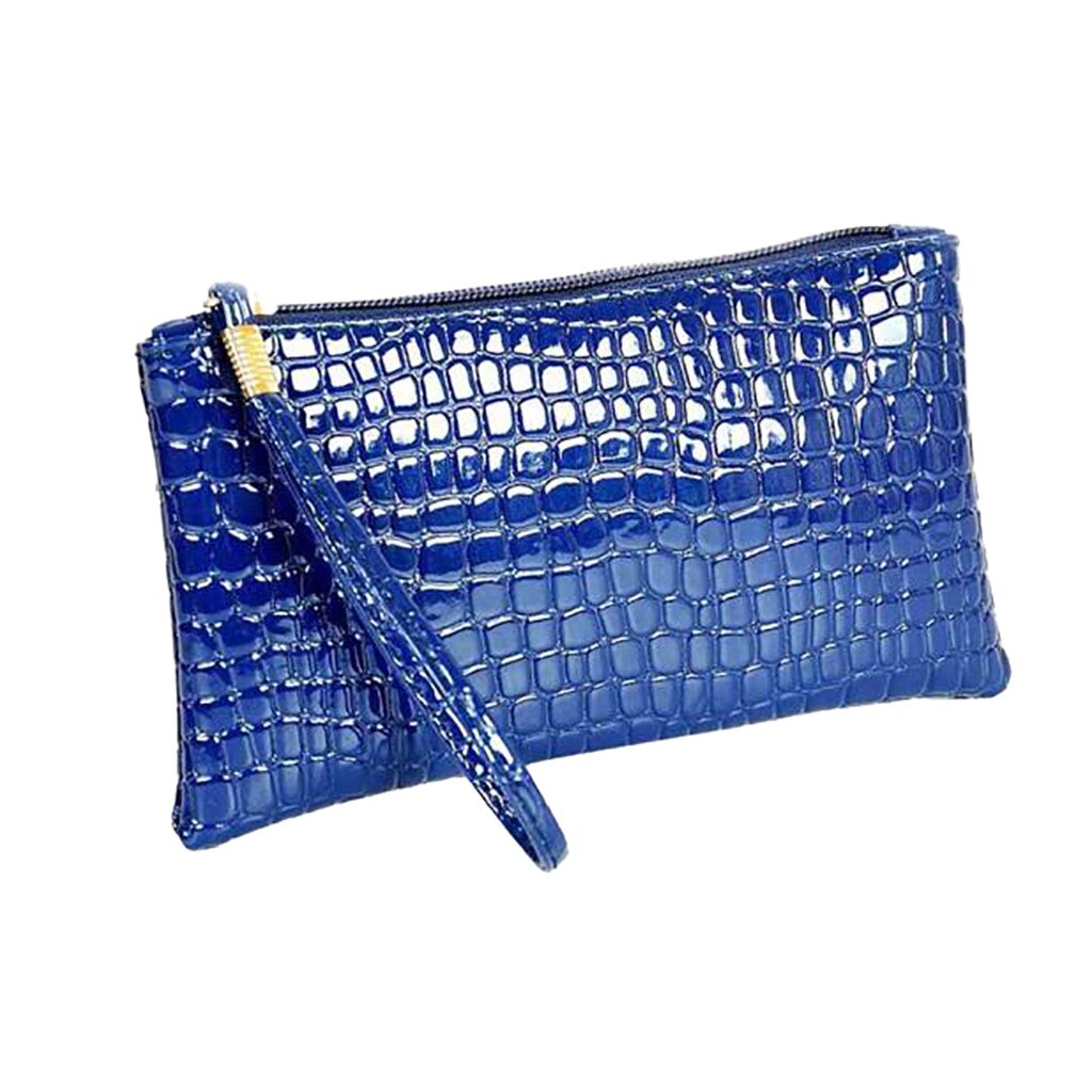 # H30 Mode Vrouwen Portemonnee Solid Lederen Mobiele Telefoon Zak Dame Korte Portemonnee Clutch Rits Coin Card Portemonnee Sleutel purse Mini Bag: Blauw