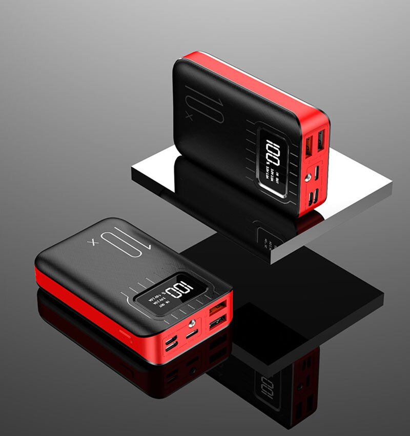 Power Bank 10000mah Draagbare 2.1A Snel Opladen Externe Batterij Powerbank Met LED Licht Voor iPhone Android Xiaomi Poverbank: Red