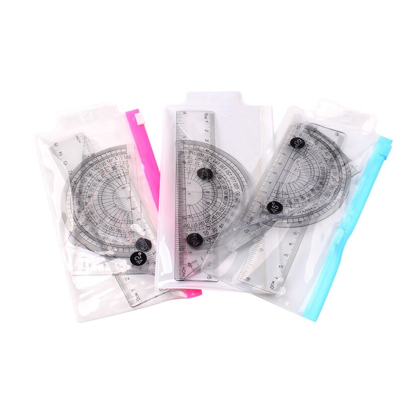 4Pcs Ruler Set Geometry Triangle Straightedge Multifunctional Math Drawing Caliper Stationery Rulers for School PR