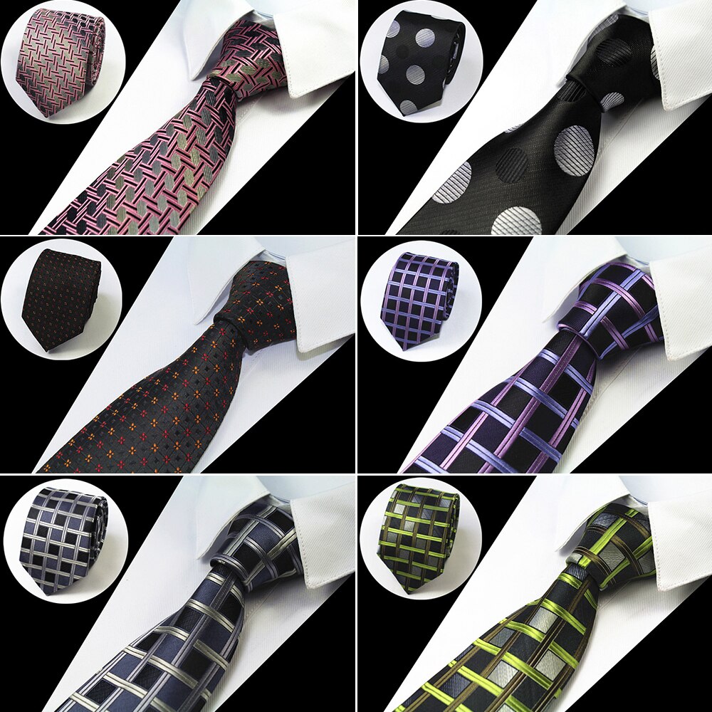 Rbocott brun slips rutig & prick & rutig slips 7cm slips för män kostym företag bröllopsfest slipsar blå slips
