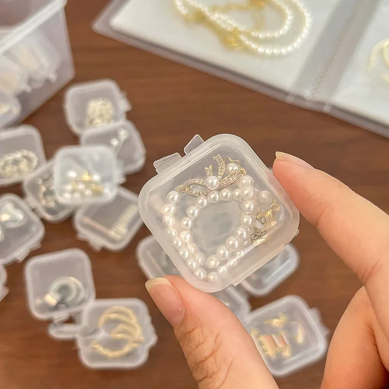10/100pcs Mini Clear Plastic Jewelry Box earring storage box Small Storage Containers Transparent Jewelry Holder for Necklaces: S