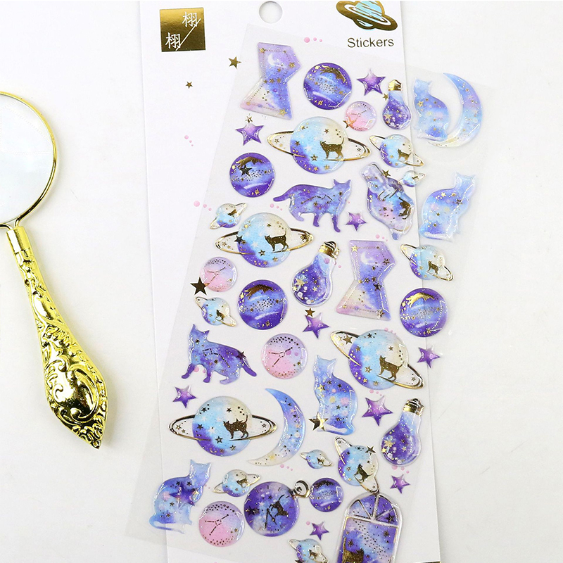 fantasy starry sky water sticker bronzing three-dimensional environmental protection mobile phone diary sticker material