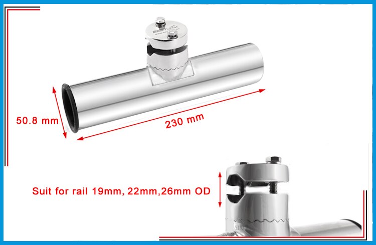 Hengelrek, 316 Rvs Rail Mount Pole Beugel Ondersteuning Klem 360 Graden Verstelbare Hengel Stand voor Boot Kajak Accessoires(26 mm