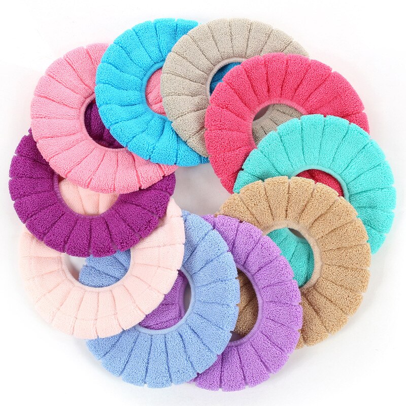 1pc housses de siège de toilette confortables en velours épais tricoté corail lavables pour siège de toilette standard motif citrouille coussin doux^: Couleur aléatoire normale