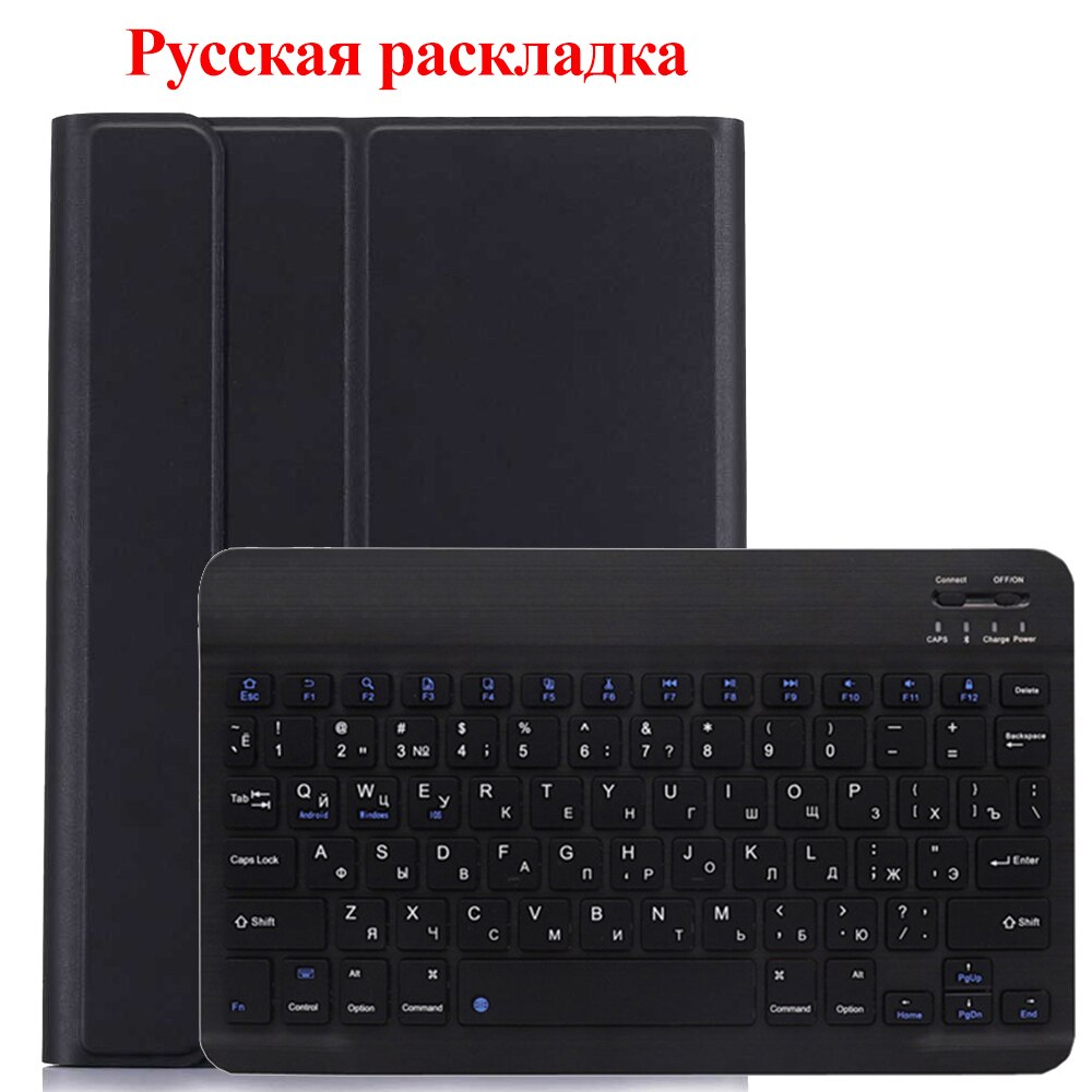 Drahtlose Tastatur Für Huawei MediaPad T3 10 9,6 zoll fallen PU Leder Tablette Abdeckung Für AGS-L09 AGS-L03 Mit Bluetooth Tastatur: Schwarz-Russisch