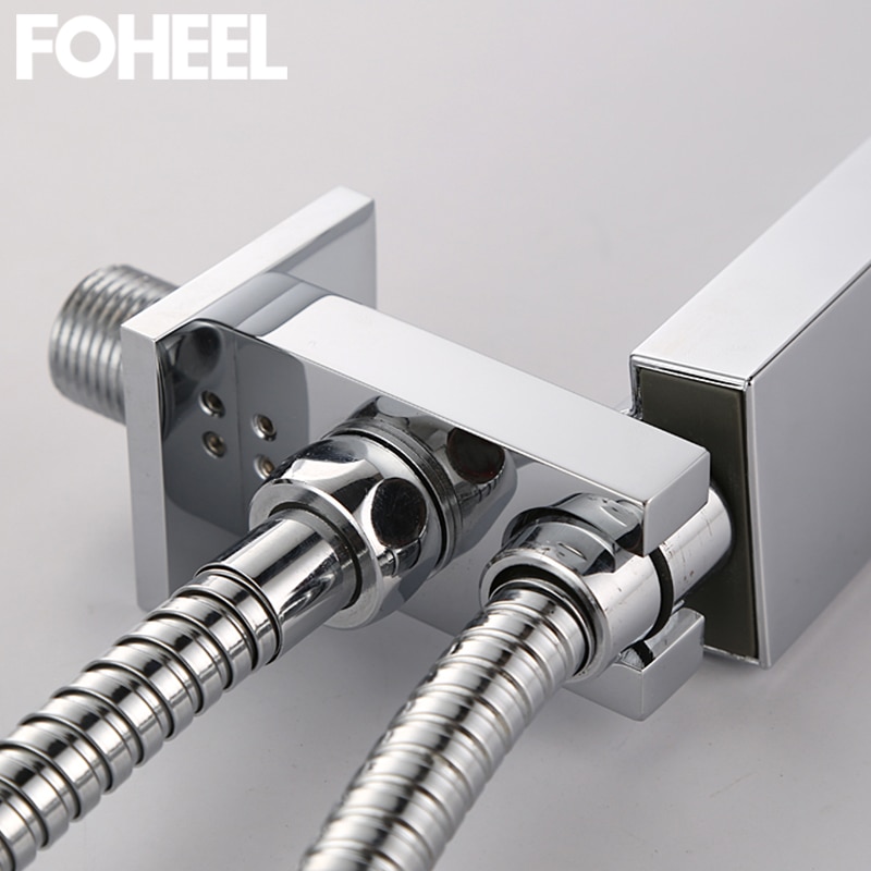 FOHEEL Messing Handdouche Houder Beugel Wandmontage Badkamer Douche Bracket & Slang Connector Water Inlaat Hoekstopkraan