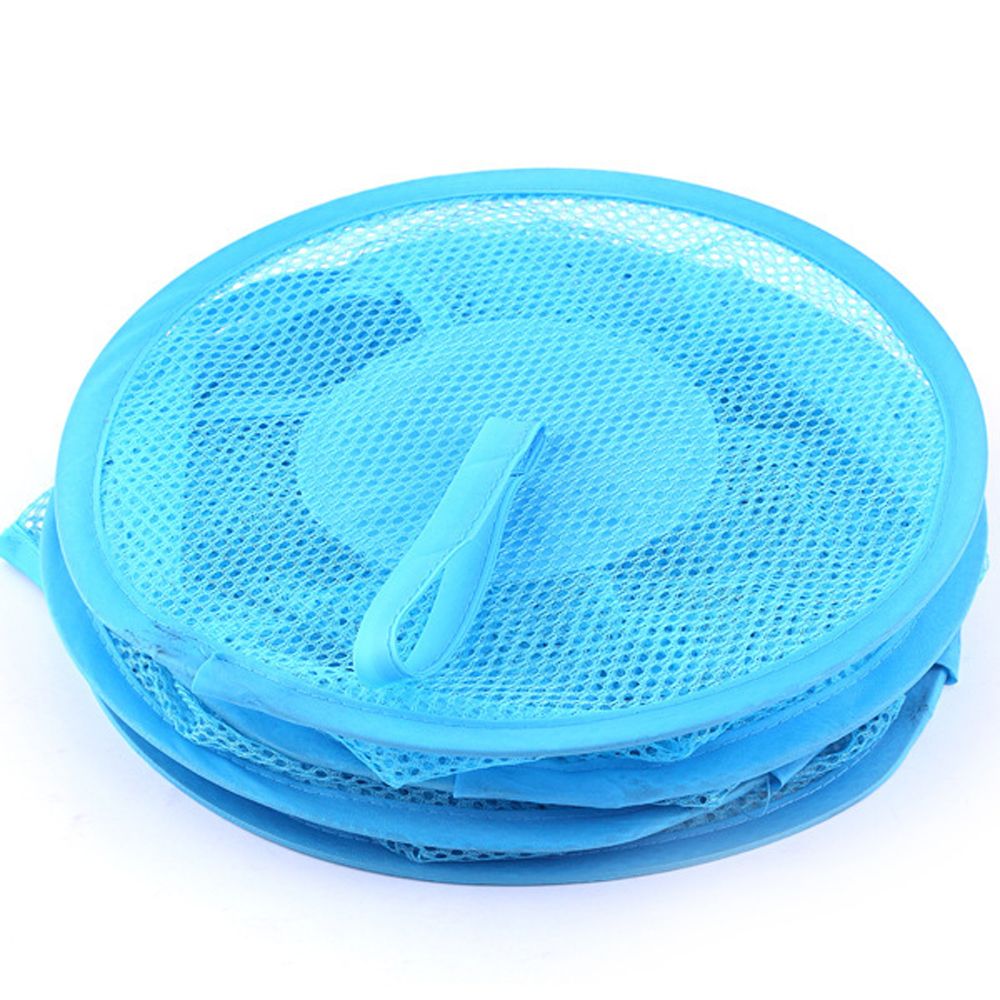 3 Layers Breathable Folding Basket Wardrobe Cabinet Cloth Underwear Drying Shelves Storage Cage Hanging Net Bag Home Organizer: blue