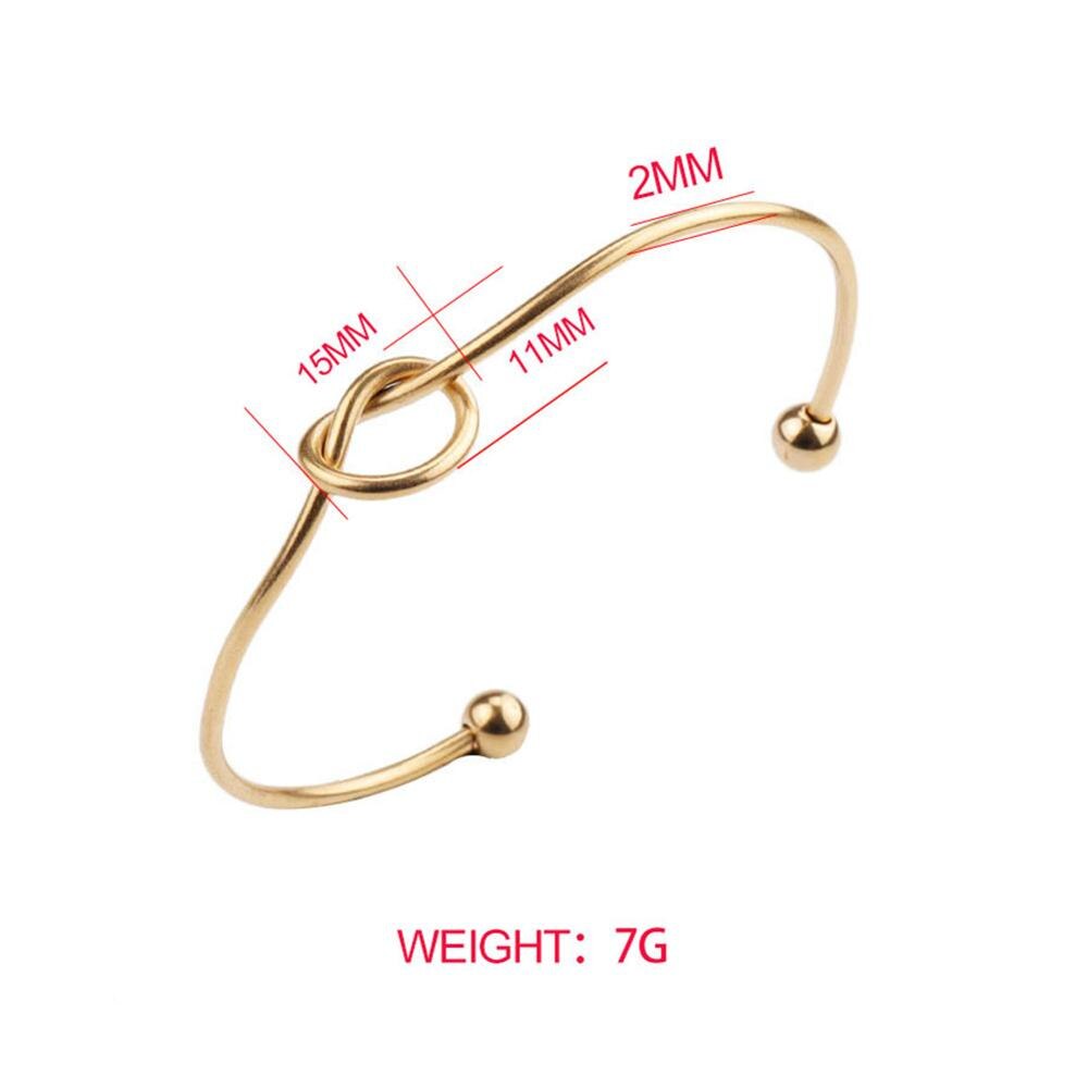 5 Pçs/lote Nó Do Coração Pulseira Bangle Para a Mulher de Aço Inoxidável Ajustável Básico Com Fio Nó Pulseira Acessórios de Jóias