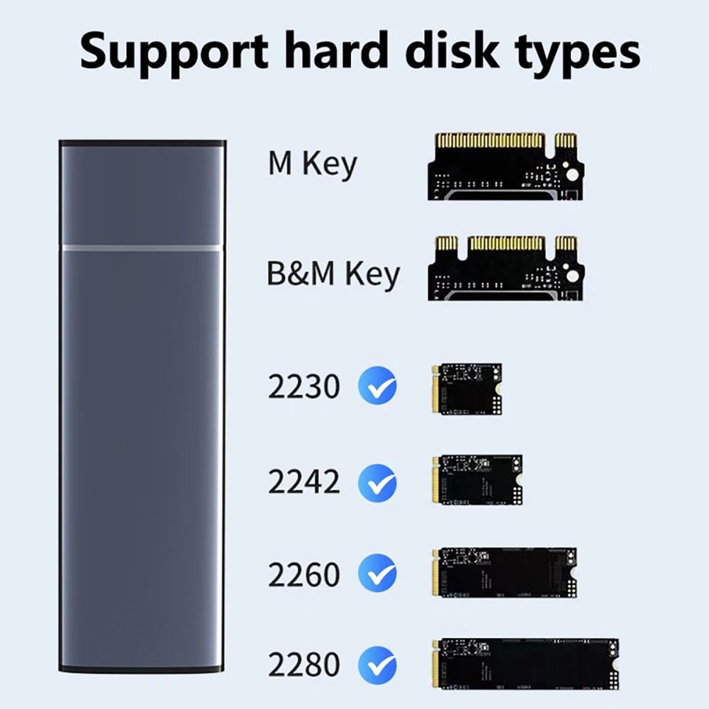 M .2 sata nvme ssd enclosure adapter 10 gbit/s to nvme ssd enclosure usb  c 3.1 gen 2 sata ngff pcie external hard drive box for laptop pc