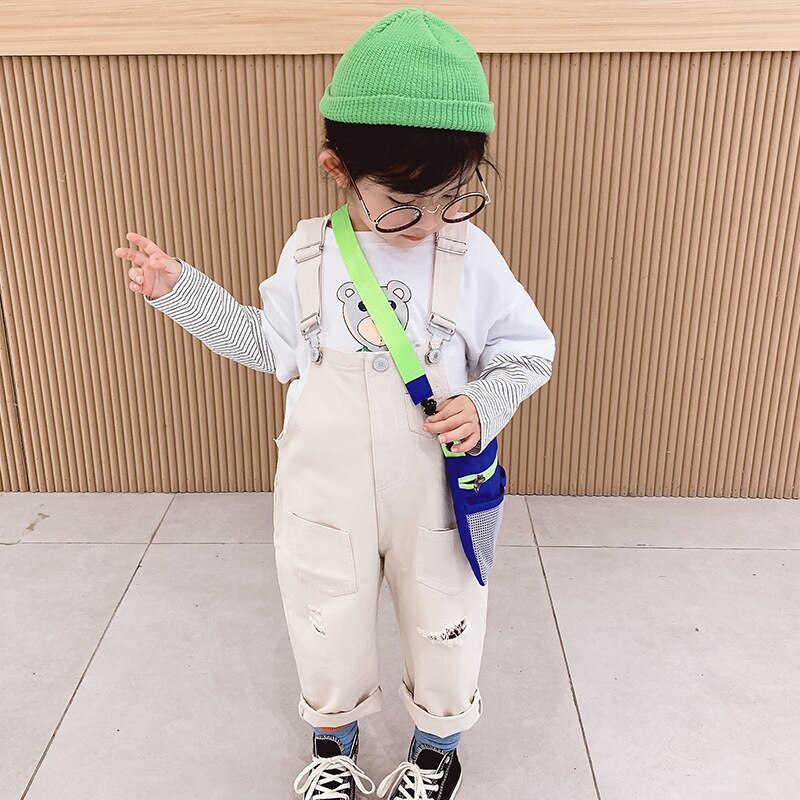 Lente Kids Overalls Koreaanse Casual Jumpsuit Voor Jongens Gat Jongens Overalls 2 3 4 5 6 Jaar Peuter baby Kind Broek