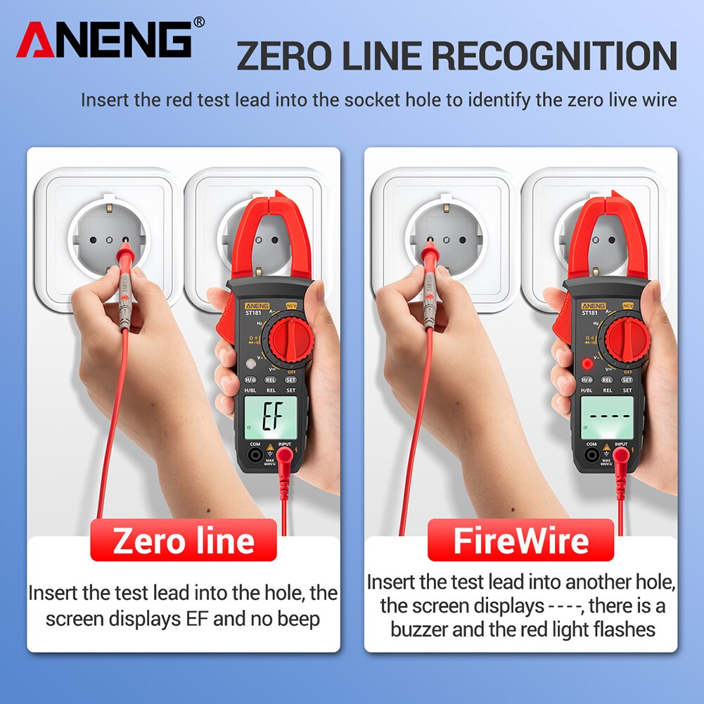 Aneng  st181 digital klämmätare likström / växelström 4000 räknas multimeter amperemätare spänningstester bilförstärkare hz kapacitans ncv ohm test