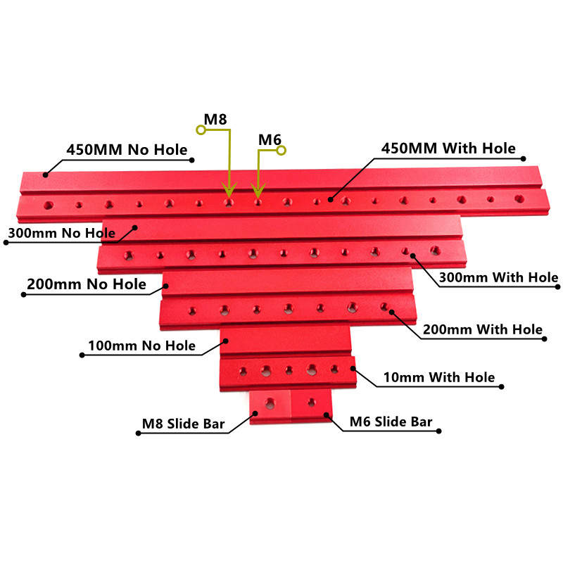 Aluminium Alloy M6 M8 T-Track Sliding Nut T Slot Nut T Track Slot Sliding Slab Slide Block for T-slot T-track Woodworking Tools