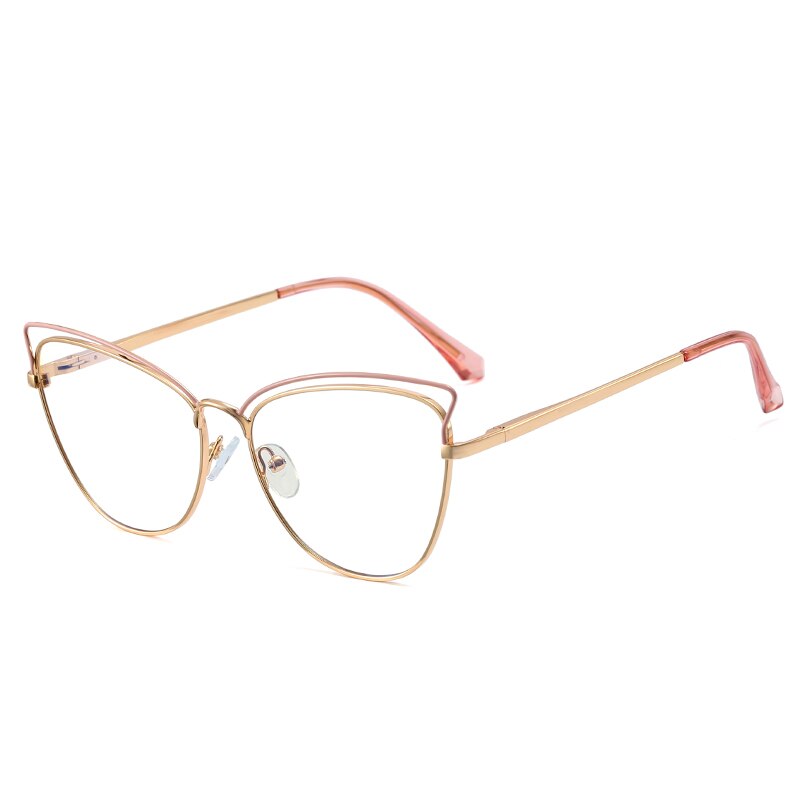 Anti-Blue Blocking Glasses Trends Cat Eye Women's Glasses Frame Oversized Optical Decorative Glasses: Pink