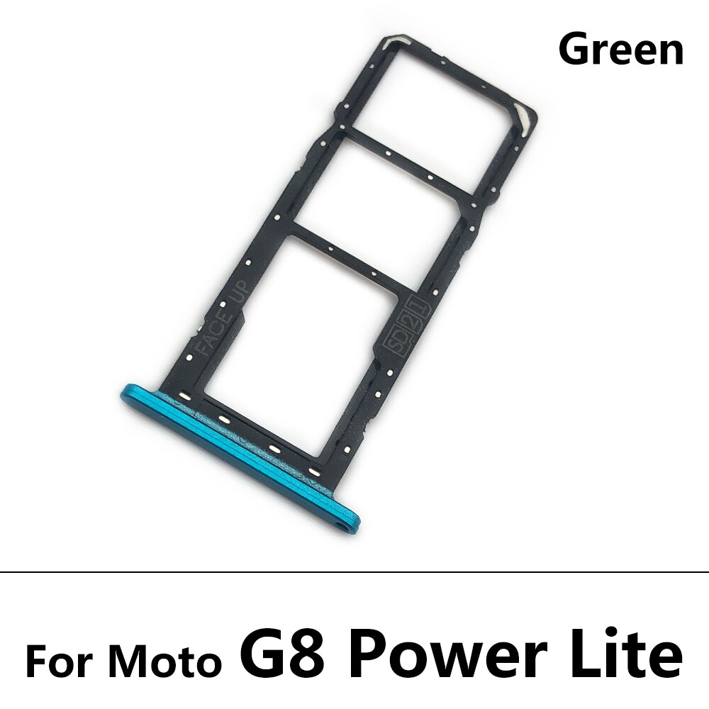 10Pcs/lot For Motorola Moto G8 Power Lite / G Fast / G Power / one zoom Sim Card Tray SD Card Reader Socket Slot Holder Part: G8 Power Lite green
