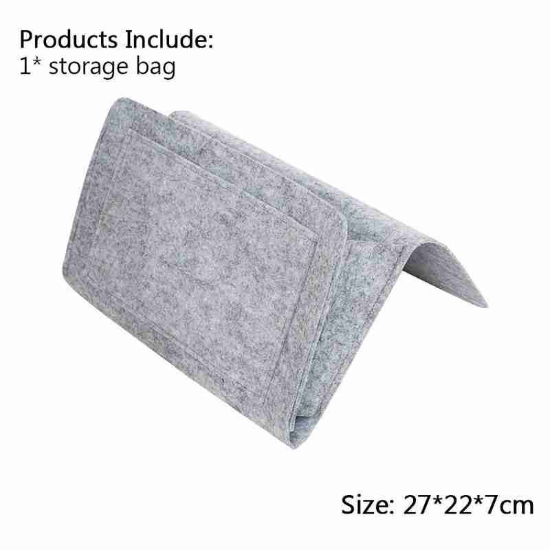 Filt sengekant opbevaring organizer senge skrivebord taske sofa tv lommer kontrol sofa holder hængende caddie fjernbetjening opbevaring organizer seng  r6 d 1