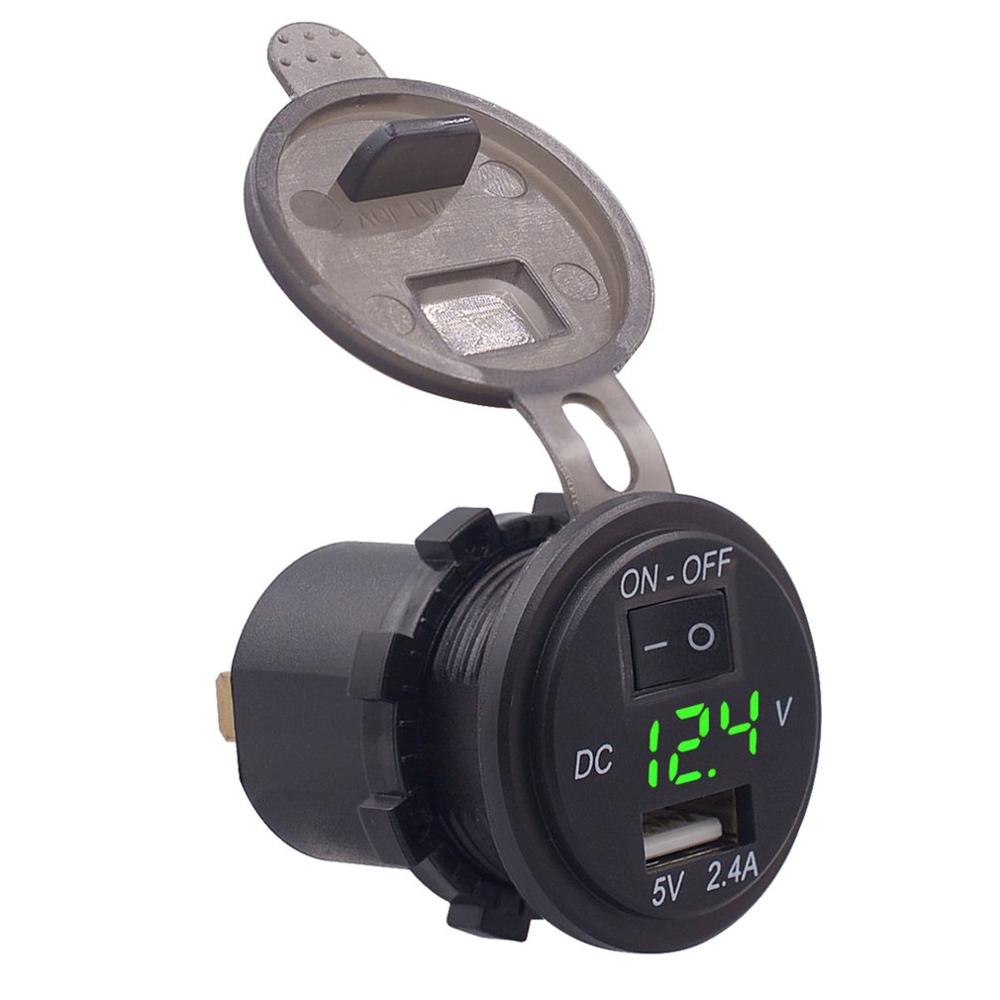 Auto Auto Digital Voltmeter 12V Wasserdicht Volt Messgerät Meter USB praktisch Ladegerät mit schalten Kontrolle