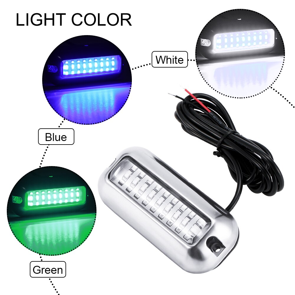 LED Underwater Pontoon Transom Light 50W Stainless Steel Boat Waterproof Ocean Boat Marine Light Prawns Fish Collector Lamp