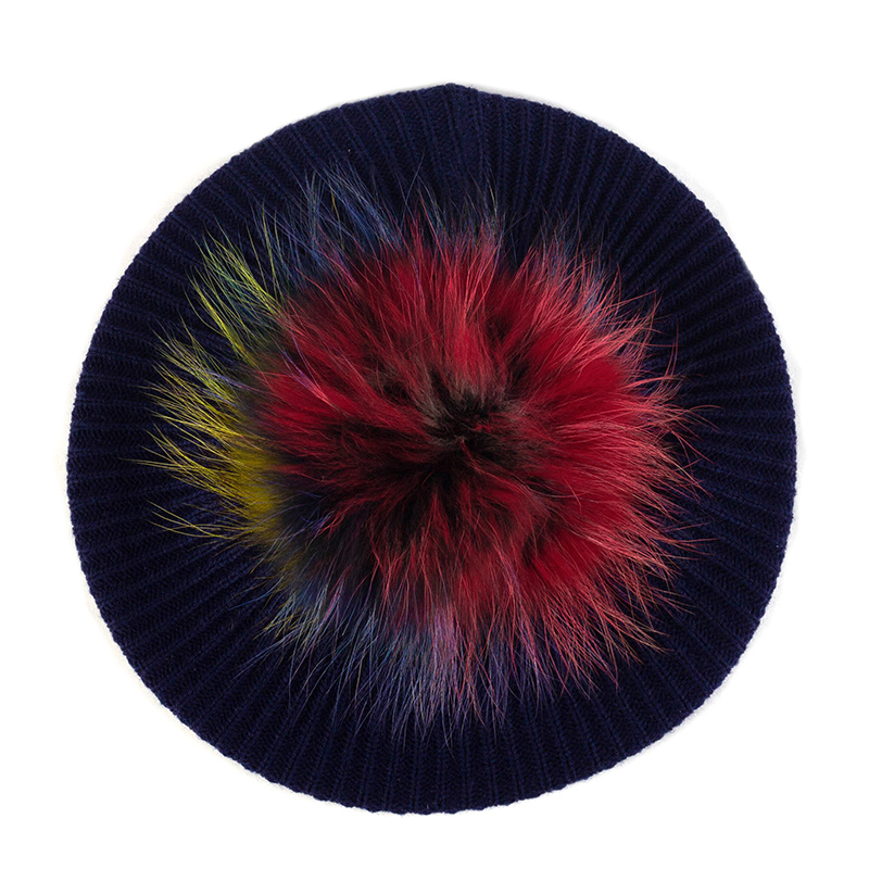 Vrouwen & # 39;s Gebreide Elegante Baretten Zacht Met Echte Pompom Vrouwelijke Kunstenaar Mode Retro Hoeden Dame Effen Kleur Franse Eenvoud Caps: Bruin