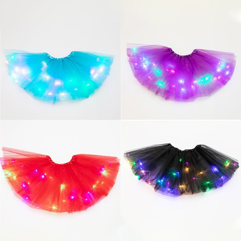Kleine Meisjes Led Light Up Tutu Rok Neon Kleurrijke Lichtgevende Party Dance De Rok
