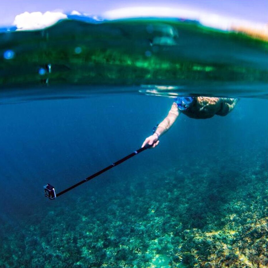 Go pro selfie stick handhållen utdragbar stång monopod+adapter+rem för gopro xiaomi mijia 4k yi sjcam actionkamera tillbehör