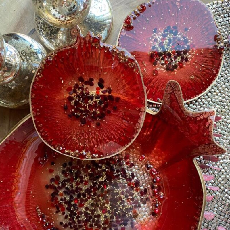 Granatapfel-geode untersetzer aus achat-epoxidharz, handgefertigte tassenmatte, becherunterlage, silikonform, diy-bastelarbeiten, heimdekorationen, gießen
