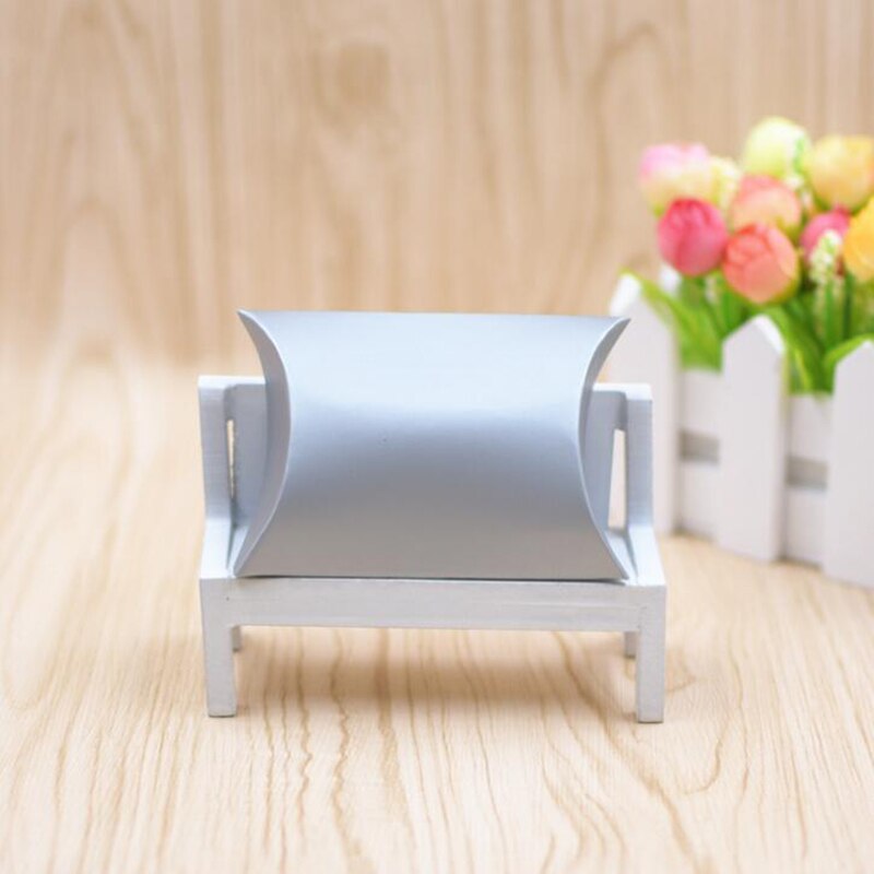 Caja de papel Kraft con forma de almohada para dulces, recuerdo de boda, caja de para pastel de , 50 piezas: Silver