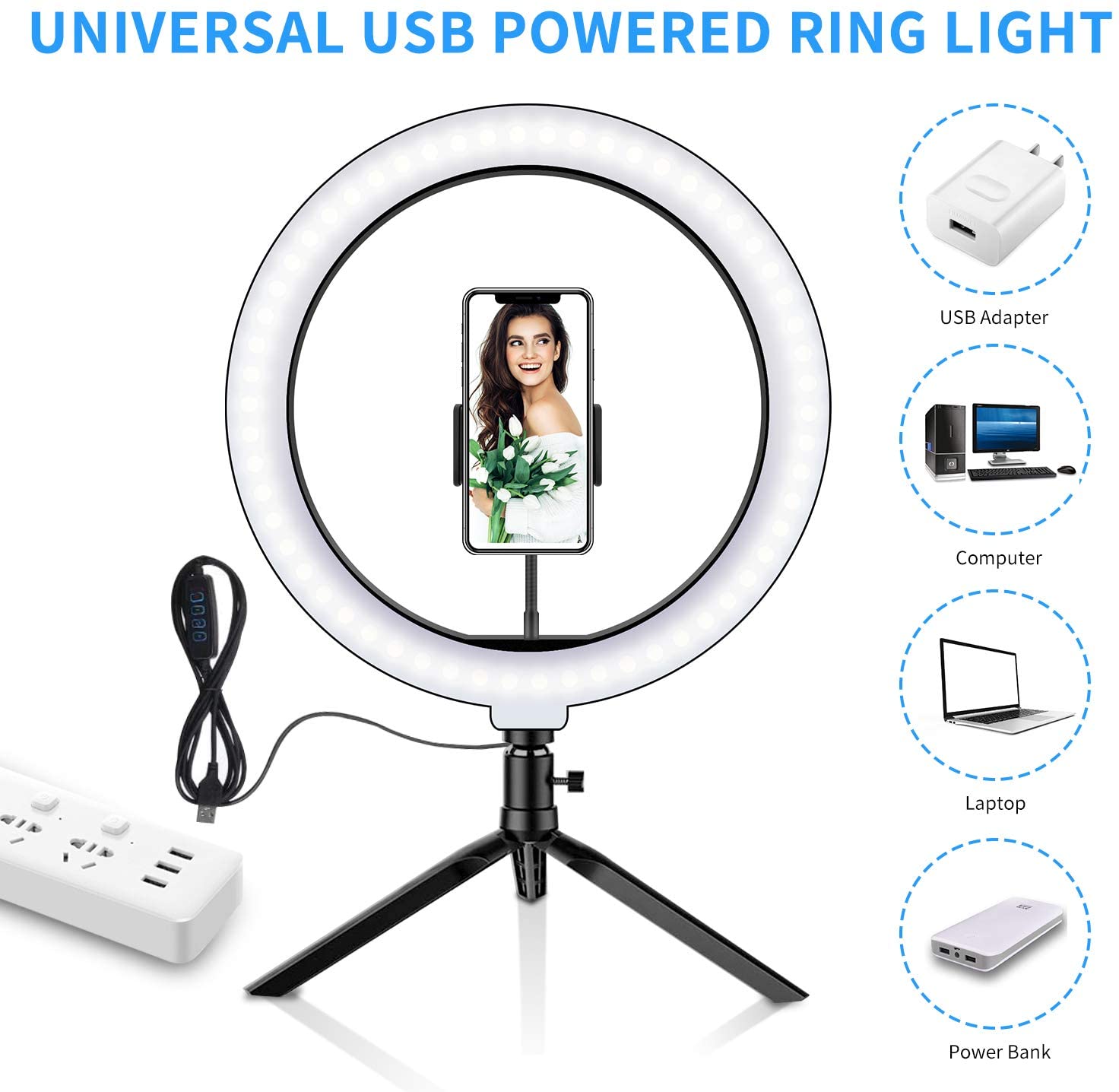 Fotografia LED Selfie Anello di Luce con la Tabella Treppiedi Dimmerabile Desktop Video Anello Lampada per Youtube Streaming In Diretta di Trucco