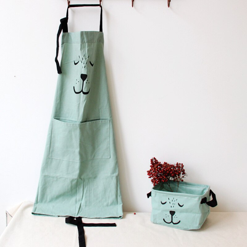 Simple Pattern Sleeveless Kitchen Cooking Apron Cotton Linen Anti-oil Kitchen Cooking Accessory Parent & Child Waterproof Apron
