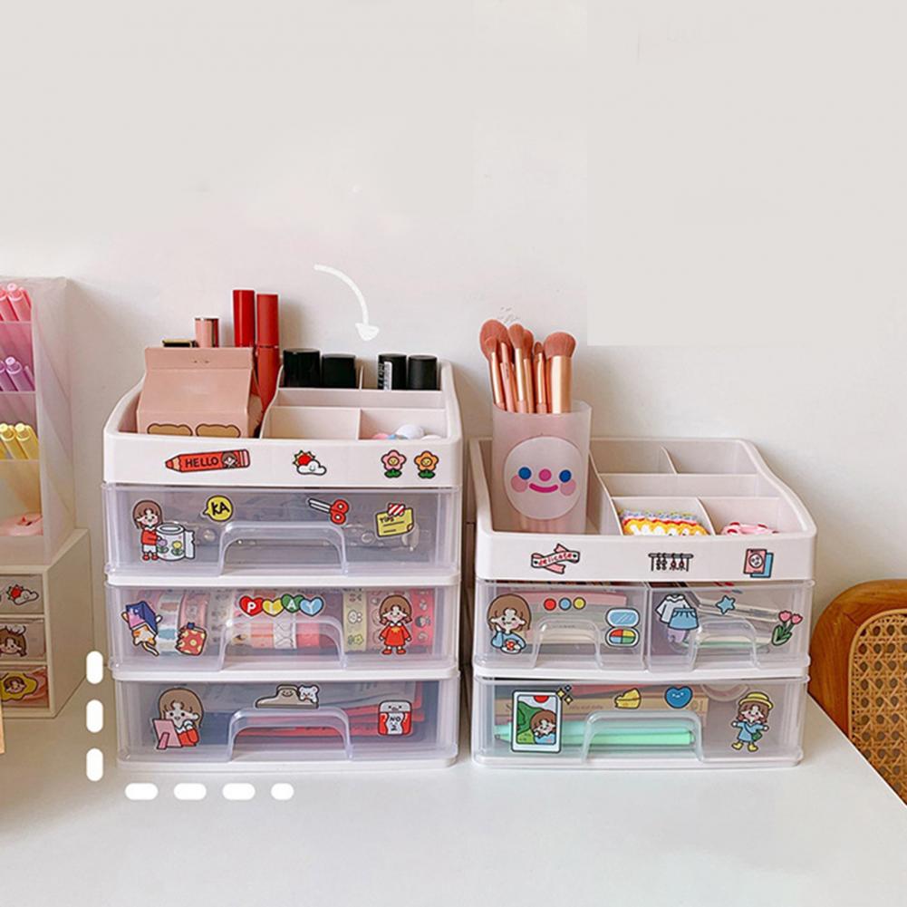 Lovely Space-saving Plastic Storage Box Large Capacity Pencils Desktop Organizer