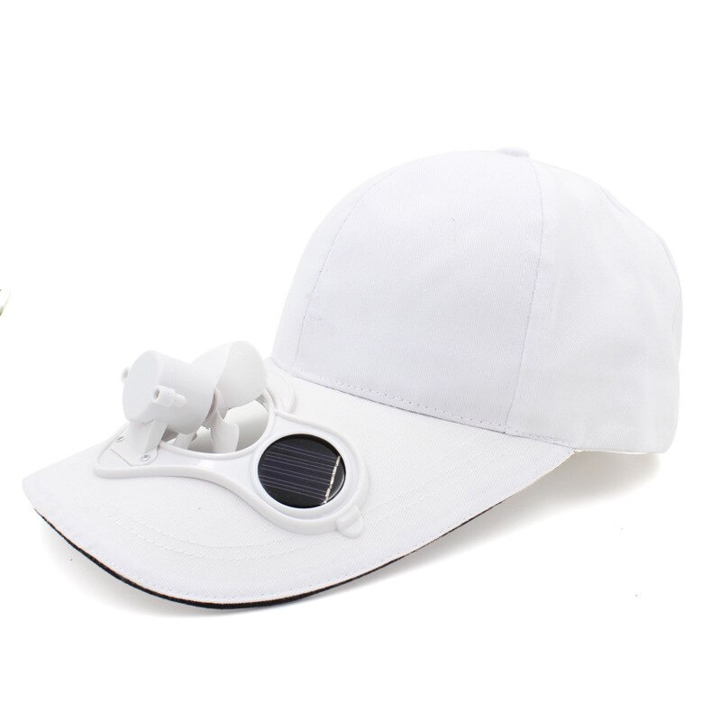 Gorro con ventilador para ciclismo, gorra con energía Solar, ahorro de energía, No requiere baterías, para deporte de verano y pesca al aire libre: Blanco